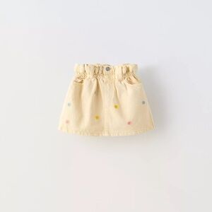 FLORAL EMBROIDERED TWILL SKIRT